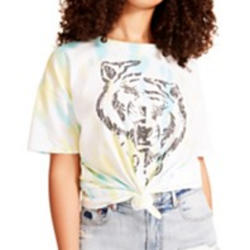 NEW Madden Girl Juniors Tee "Stay Positive" Large Yellow